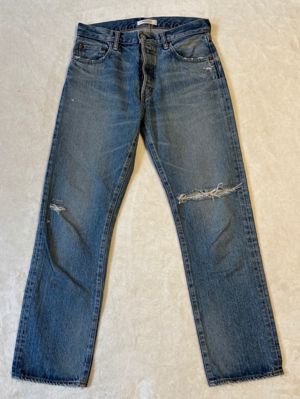 Moussy Vintage Jeans Size 27 County Straight Distressed Made in Japan Button Fly